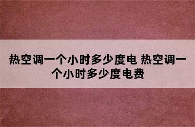 热空调一个小时多少度电 热空调一个小时多少度电费